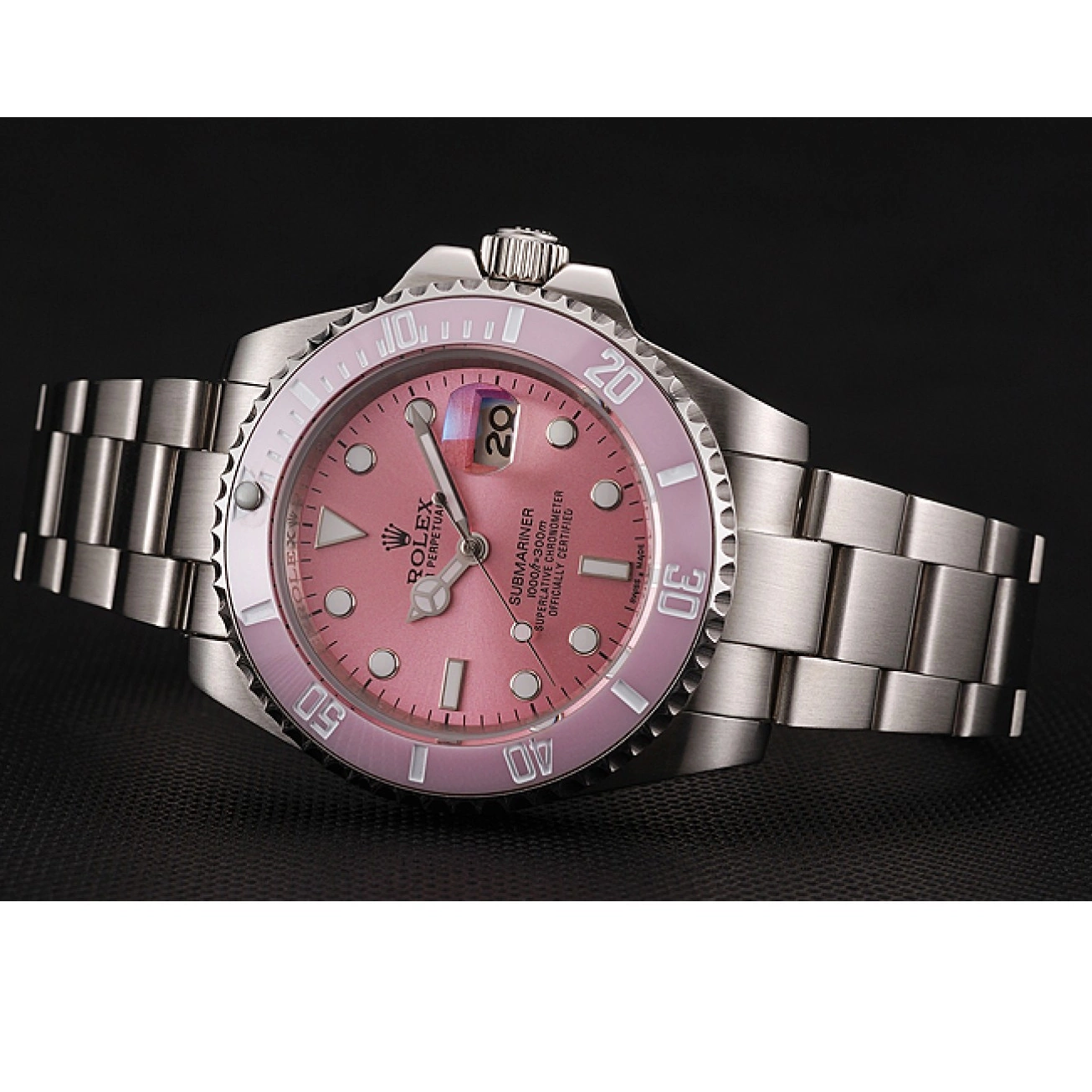 Aaa replica watch Swiss Bezel Bracelet 1453980 Pink Submariner Stainless Dial Rolex Pink Steel 0728